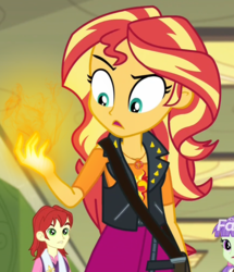 Size: 860x1000 | Tagged: safe, edit, edited screencap, screencap, nolan north, starlight, sunset shimmer, equestria girls, equestria girls specials, g4, my little pony equestria girls: better together, my little pony equestria girls: forgotten friendship, background human, cropped, discovery family logo, doctor who, fiery shimmer, glowing hands, regeneration, story in the comments, sunset holding things