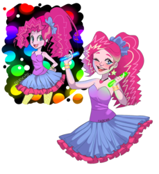 Size: 5500x6000 | Tagged: safe, artist:chibicmps, pinkie pie, equestria girls, g4, absurd resolution, clothes, dress, female, glowstick, one eye closed, redraw, simple background, solo, transparent background