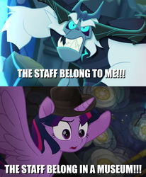 Size: 1400x1700 | Tagged: safe, artist:ejlightning007arts, edit, edited screencap, screencap, storm king, twilight sparkle, alicorn, pony, g4, my little pony: the movie, comic, crossover, indiana jones, meme, twilight sparkle (alicorn)