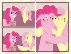Size: 2048x1536 | Tagged: safe, artist:theponymasters, fluttershy, pinkie pie, g4, comic, free hugs, hug
