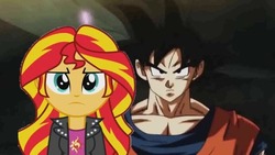Size: 540x304 | Tagged: safe, sunset shimmer, equestria girls, g4, crossover, crossover shipping, dragon ball, dragon ball super, gonset, shipping, son goku