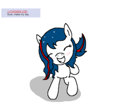 Size: 652x553 | Tagged: safe, artist:hadley, oc, oc only, oc:nasapone, earth pony, pony, 4chan, 4chan screencap, blushing, cute, earth pony oc, eyes closed, implied anon, implied oc, open mouth, simple background, smiling, solo, white background