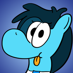 Size: 2000x2000 | Tagged: safe, artist:teletom, oc, oc only, oc:mrcelroy, pony, :p, avatar, blue, cartoon, cute, gradient background, high res, necktie, profile picture, silly, smiling, solo, tongue out