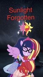 Size: 863x1536 | Tagged: safe, sci-twi, sunset shimmer, twilight sparkle, alicorn, equestria girls, equestria girls specials, g4, my little pony equestria girls: better together, my little pony equestria girls: forgotten friendship, cutie mark, eyes closed, fanfic, fanfic art, female, happy, lesbian, ponied up, sci-twilicorn, ship:sci-twishimmer, ship:sunsetsparkle, shipping, simple background, smiling, twilight sparkle (alicorn)