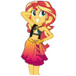 Size: 3264x3264 | Tagged: safe, sunset shimmer, equestria girls, equestria girls specials, g4, my little pony equestria girls: better together, my little pony equestria girls: forgotten friendship, arm behind head, armpits, belly button, cute, grin, high res, midriff, sarong, sexy, shimmerbetes, simple background, smiling, transparent background