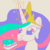 Size: 1280x1280 | Tagged: safe, artist:phat_guy, derpibooru exclusive, princess celestia, alicorn, pony, g4, a slice of too much, bust, cake, cakelestia, eating, female, food, glowing horn, gray background, horn, levitation, limited palette, looking at something, magic, mare, nom, portrait, puffy cheeks, simple background, solo, telekinesis