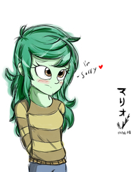 Size: 1600x2000 | Tagged: safe, artist:viejillox64art, wallflower blush, equestria girls, equestria girls specials, g4, my little pony equestria girls: better together, my little pony equestria girls: forgotten friendship, arm behind back, blushing, clothes, cute, female, heart, pants, shirt, simple background, solo, white background