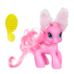 Size: 400x400 | Tagged: safe, pinkie pie (g3), pony, g3, g3.5, brush, bunny ears, irl, photo, simple background, solo, stock image, toy, white background