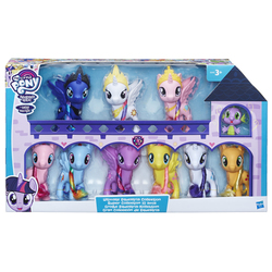 Size: 900x900 | Tagged: safe, applejack, fluttershy, pinkie pie, princess cadance, princess celestia, princess luna, rainbow dash, rarity, spike, twilight sparkle, alicorn, dragon, earth pony, pegasus, pony, unicorn, g4, brushable, female, horn, irl, jewelry, male, mane seven, mane six, mare, photo, regalia, spread wings, toy, ultimate equestria collection, wings