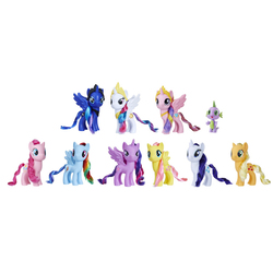 Size: 900x900 | Tagged: safe, applejack, fluttershy, pinkie pie, princess cadance, princess celestia, princess luna, rainbow dash, rarity, spike, twilight sparkle, alicorn, dragon, earth pony, pegasus, pony, unicorn, g4, brushable, female, horn, irl, jewelry, male, mane seven, mane six, mare, photo, regalia, spread wings, toy, twilight sparkle (alicorn), ultimate equestria collection, wings