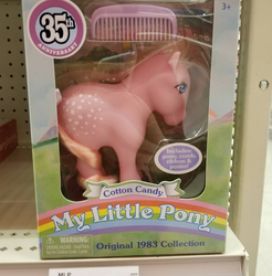 Size: 966x982 | Tagged: safe, cotton candy (g1), earth pony, pony, g1, 35th anniversary, basic fun!, comb, female, irl, mare, photo, solo, the bridge direct, toy