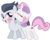 Size: 1282x1020 | Tagged: safe, artist:chainchomp2 edits, artist:jawsandgumballfan24, edit, rumble, sweetie belle, pegasus, pony, unicorn, g4, blushing, female, kissing, male, ship:rumbelle, shipping, simple background, straight, transparent background