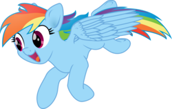 Size: 3840x2424 | Tagged: safe, artist:eagle1division, rainbow dash, pony, g4, cute, dashabetes, detailed wings, female, floppy ears, happy, high res, jumping, open mouth, simple background, smiling, solo, spread wings, transparent background, vector, wings