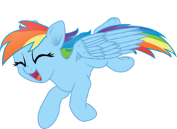 Size: 3840x2797 | Tagged: safe, alternate version, artist:eagle1division, rainbow dash, pony, g4, cute, dashabetes, detailed wings, eyes closed, female, floppy ears, happy, high res, jumping, open mouth, simple background, smiling, solo, spread wings, transparent background, vector, wings