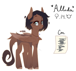 Size: 1775x1650 | Tagged: safe, artist:skimea, oc, oc only, oc:alleda, pegasus, pony, female, glasses, mare, reference sheet, simple background, solo, transparent background