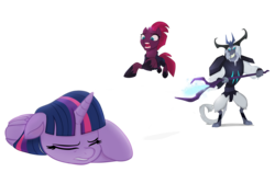 Size: 2820x1768 | Tagged: safe, artist:invisibleink, storm king, tempest shadow, twilight sparkle, alicorn, pony, g4, my little pony: the movie, commission, movie accurate, simple background, star wars, transparent background, twilight sparkle (alicorn), vector