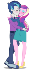 Size: 1202x2568 | Tagged: safe, artist:invisibleink, alumnus shining armor, dean cadance, princess cadance, shining armor, equestria girls, g4, and that's how flurry heart was made, blushing, commission, couple, female, kiss on the lips, kissing, making out, male, romance, romantic, ship:shiningcadance, shipping, show accurate, simple background, straight, this will end in pregnancy, transparent background
