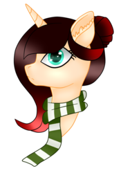 Size: 535x766 | Tagged: safe, artist:cindystarlight, oc, oc only, oc:miss shimmer, pony, unicorn, bust, clothes, female, mare, portrait, scarf, simple background, solo, transparent background