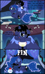 Size: 5598x9196 | Tagged: safe, artist:evilfrenzy, princess luna, oc, oc:frenzy, pony, g4, absurd resolution, age regression, baby, baby bottle, baby pony, bottle, colt, comic, conic:night terror, crib, crying, cute, diaper, female, foal, fruna, male, maternaluna, motherly, pacifier, sleeping, urine, wet diaper