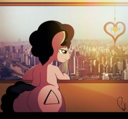 Size: 1500x1396 | Tagged: safe, artist:phyll, oc, oc only, oc:phyll, brazil, bridge, building, butt, city, cityscape, dreamcatcher, effects, irl, looking down, male, photo, plot, ponies in real life, são paulo