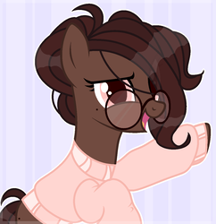 Size: 1158x1194 | Tagged: safe, artist:ponponvector, oc, oc only, earth pony, pony, clothes, female, glasses, mare, solo, sweater