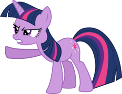 Size: 7729x6000 | Tagged: safe, artist:frownfactory, twilight sparkle, pony, unicorn, g4, magic duel, absurd resolution, angry, female, mare, pointing, simple background, solo, transparent background, unicorn twilight, vector