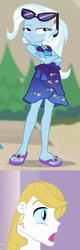Size: 501x1569 | Tagged: safe, artist:crowneprince, edit, editor:jdueler11, screencap, prince blueblood, trixie, equestria girls, equestria girls series, forgotten friendship, g4, clothes, cropped, crossed arms, equestria girls-ified, feet, female, flip-flops, male, midriff, sandals, sarong, sexy, ship:bluetrix, shipping, straight, sunglasses, surprised blueblood, swimsuit