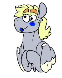 Size: 465x583 | Tagged: safe, artist:goatpaste, derpy hooves, pony, g4, blue blush, blue lipstick, colored wings, female, solo, two toned wings, wings