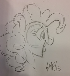 Size: 2285x2505 | Tagged: safe, artist:tony fleecs, pinkie pie, earth pony, pony, g4, bust, female, high res, open mouth, signature, sketch, solo, traditional art