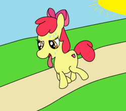 Size: 800x700 | Tagged: safe, artist:amateur-draw, apple bloom, earth pony, pony, g4, 1000 hours in ms paint, downvote bait, female, ms paint, pun in description, solo