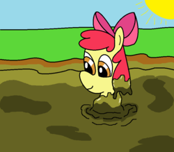 Size: 800x700 | Tagged: safe, artist:amateur-draw, apple bloom, earth pony, pony, g4, 1000 hours in ms paint, covered in mud, downvote bait, female, ms paint, mud, muddy, solo, wet and messy