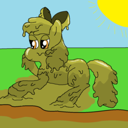 Size: 1000x1000 | Tagged: safe, artist:amateur-draw, apple bloom, g4, 1000 hours in ms paint, covered in mud, downvote bait, ms paint, mud, muddy, wet and messy