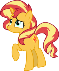 Size: 4155x5000 | Tagged: safe, artist:paganmuffin, sunset shimmer, pony, unicorn, equestria girls series, forgotten friendship, g4, absurd resolution, female, mare, raised hoof, simple background, solo, transparent background, vector