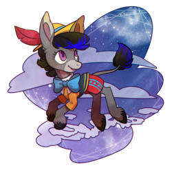 Size: 1000x988 | Tagged: safe, artist:mecco, oc, oc only, oc:tara, donkey, clothes, cloud, costume, cute, galaxy, nightmare night, pinocchio, simple background, solo, transparent background, unshorn fetlocks