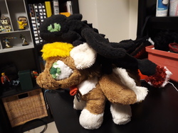 Size: 4128x3096 | Tagged: safe, artist:usagi-zakura, oc, pegasus, pony, chibi angel doctor, doctor who, duo, eleventh doctor, how to train your dragon, irl, photo, plushie, toothless the dragon