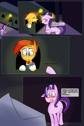 Size: 1200x1800 | Tagged: safe, artist:zouyugi, starlight glimmer, sunburst, pony, unicorn, comic:confession, g4, blushing, comic, dialogue, letter, train