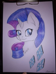 Size: 3120x4160 | Tagged: safe, artist:mimicproductions, rarity, g4, bust, cutie mark, female, mare, solo, traditional art