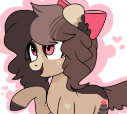 Size: 3000x2700 | Tagged: safe, artist:chococakebabe, oc, oc only, oc:choco cake delight, earth pony, pony, bow, female, hair, high res, mare, simple background, solo, transparent background