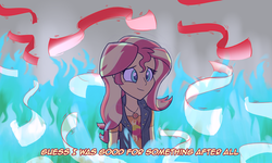Size: 1500x900 | Tagged: safe, artist:heir-of-rick, sunset shimmer, equestria girls, equestria girls specials, g4, my little pony equestria girls: better together, my little pony equestria girls: forgotten friendship, blue fire, clothes, cutie mark, female, fire, gravity falls, jacket, male, memory ribbon, spoilers for another series, weirdmageddon 4: somewhere in the woods