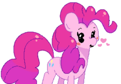 Size: 1500x1042 | Tagged: safe, artist:turtlefarminguy, pinkie pie, earth pony, pony, g4, blush sticker, blushing, female, floating heart, heart, mare, pixel art, simple background, smiling, solo, transparent background