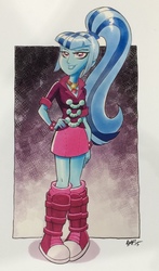 Size: 1779x3019 | Tagged: safe, artist:tony fleecs, sonata dusk, equestria girls, g4, boots, clothes, female, ponytail, shoes, skirt, socks, solo