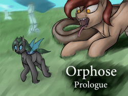 Size: 3126x2344 | Tagged: safe, artist:ampderg, oc, oc:orphose, changeling, lamia, original species, snake, snake pony, series:orphose voracious journey, changeling oc, drool, high res, holeless, imminent vore, macro, maw, open mouth, running, tongue out