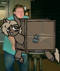 Size: 360x425 | Tagged: safe, artist:nootaz, oc, oc:crately, human, object pony, original species, gabe newell, ponified, worth the weight