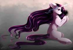 Size: 2688x1862 | Tagged: safe, artist:magicalbrownie, oc, oc only, oc:magical brownie, pony, unicorn, dark heart, female, heart, mare, sitting, solo