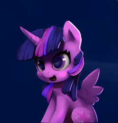 Size: 2840x2960 | Tagged: safe, artist:lilfunkman, twilight sparkle, alicorn, pony, g4, blue background, female, high res, open mouth, simple background, smiling, solo, twilight sparkle (alicorn)