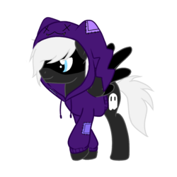 Size: 800x800 | Tagged: safe, artist:red-soul-kyoko, oc, oc only, oc:silver stitch, pegasus, pony, clothes, hoodie, male, mask, simple background, solo, stallion, transparent background