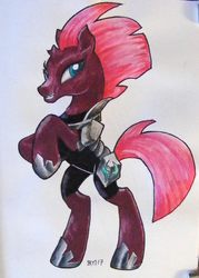 Size: 1492x2088 | Tagged: safe, artist:andpie, tempest shadow, pony, g4, my little pony: the movie, female, rearing, solo, traditional art