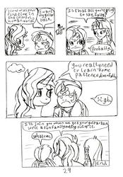 Size: 2082x2989 | Tagged: safe, artist:oneovertwo, sunset shimmer, oc, oc:evenfall, oc:eventide, pony, satyr, comic:eventide & evenfall comic, g4, comic, female, high res, mother and daughter, offspring, parent:sunset shimmer