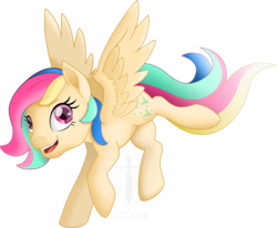Size: 3645x3000 | Tagged: safe, artist:theshadowstone, skydancer, pegasus, pony, g1, cute, female, high res, mare, movie accurate, rainbow hair, simple background, skydawwncer, solo, transparent background