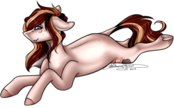 Size: 966x603 | Tagged: safe, artist:ohflaming-rainbow, oc, oc only, oc:chip brew, earth pony, pony, female, mare, prone, simple background, solo, transparent background